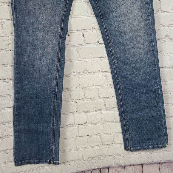 House of De'reon Beyonce Mid-Rise Straight Premium Jeans Blue Distressed Denim - Picture 7 of 15